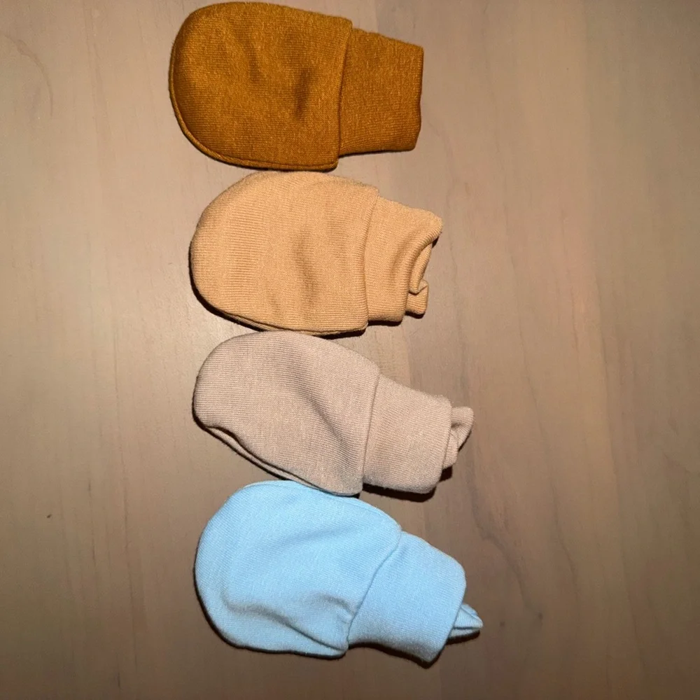 Set of Baby Mittens in Warm Tones